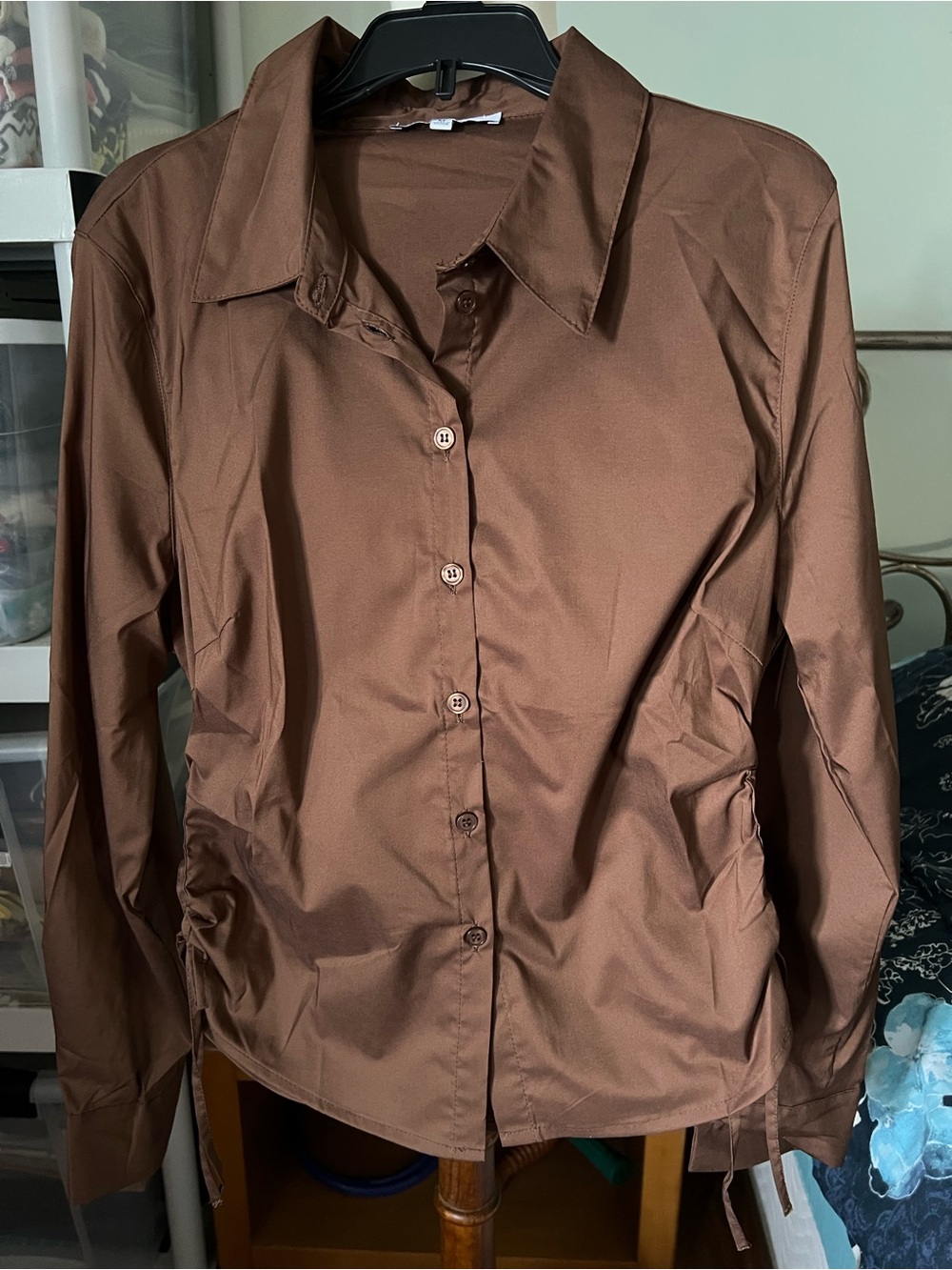 Love Tree Top Women’s Medium Brown Button-Up Business Office